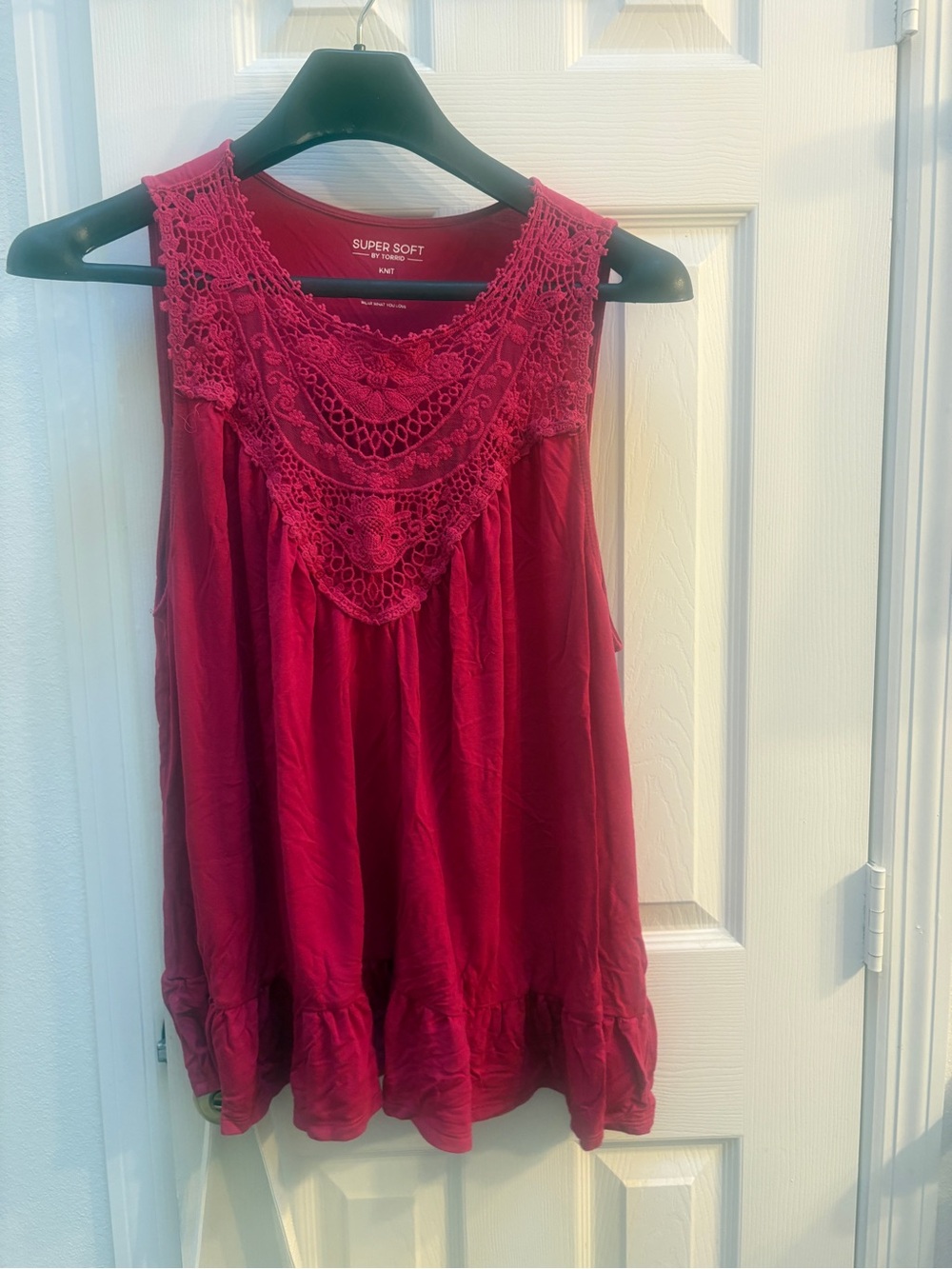 torrid Raspberry Crochet Yoke Super Soft Tank